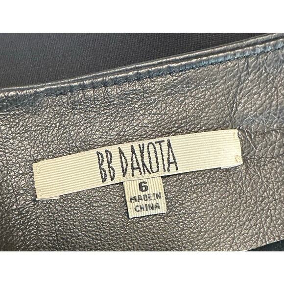 BB Dakota Damien Leather Stretch Panel Mini Skirt Size 6 Goth Festival Clubwear - Picture 8 of 9